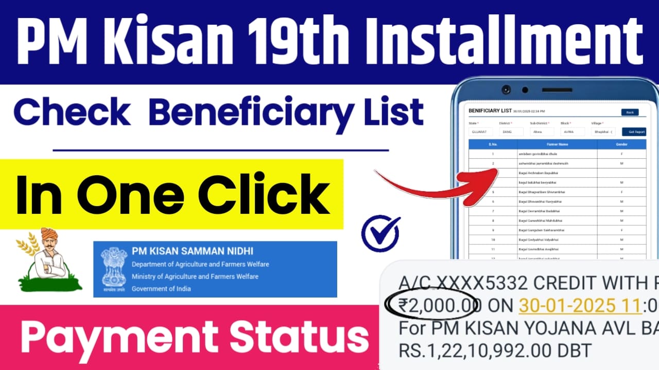 PM Kisan 19th Installment 2025: Check Beneficiary List & Status of Payment